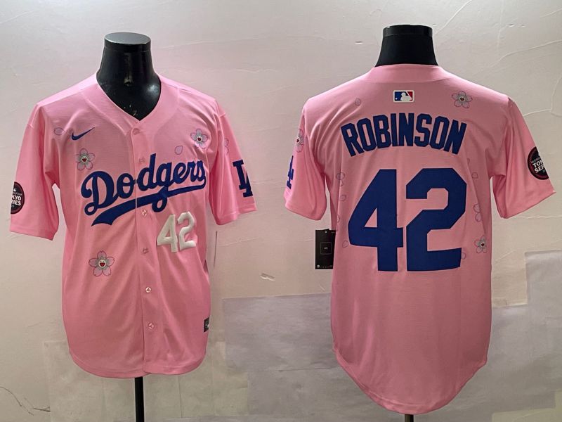 Men Los Angeles Dodgers 42 Robinson Pink Sakura Edition 2025 Nike MLB Jersey style 9